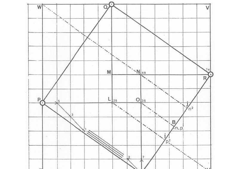 De Casteljau's own drawing of a metric Euclidean algorithm construction
